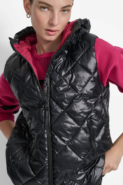 DKNY QUILTED HOODED VEST size M