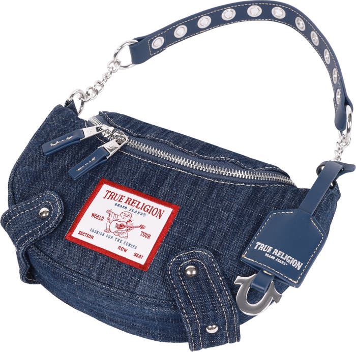 True Religion Studded Denim Shoulder Bag