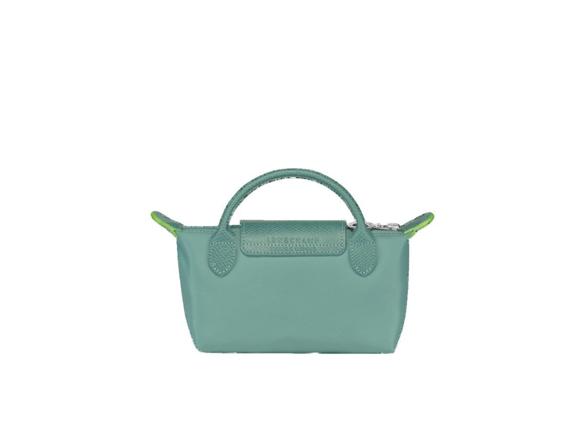 LONGCHAMP LE PLIAGE GREEN MINI POUCH WITH HANDLE
