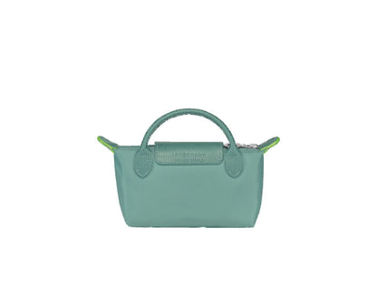 LONGCHAMP LE PLIAGE GREEN MINI POUCH WITH HANDLE