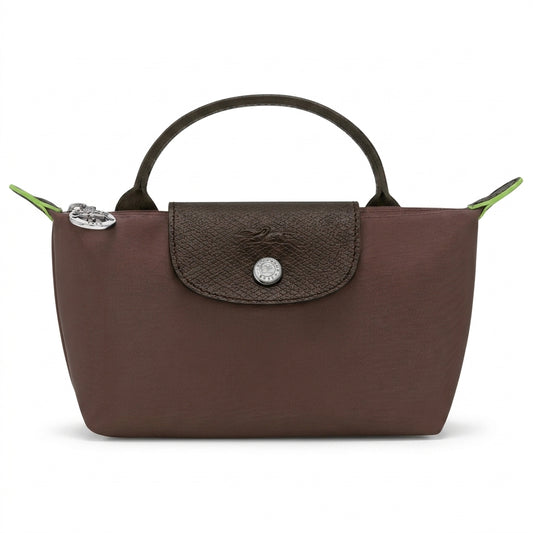 L.O.N.G.C.H.A.M.P LE PLIAGE GREEN POUCH in mocha
