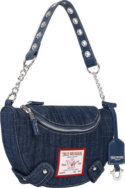 True Religion Studded Denim Shoulder Bag