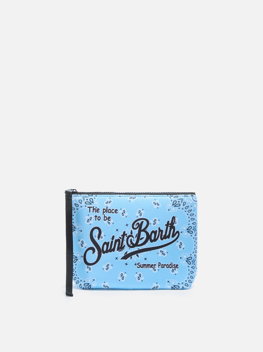 MC2 SAINT BARTH ALINE SCUBA POUCH WITH LIGHT BLUE BANDANA PRINT