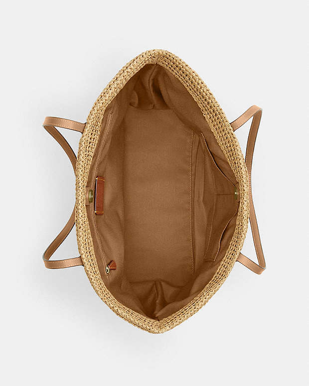 Coach city tote bag in straw