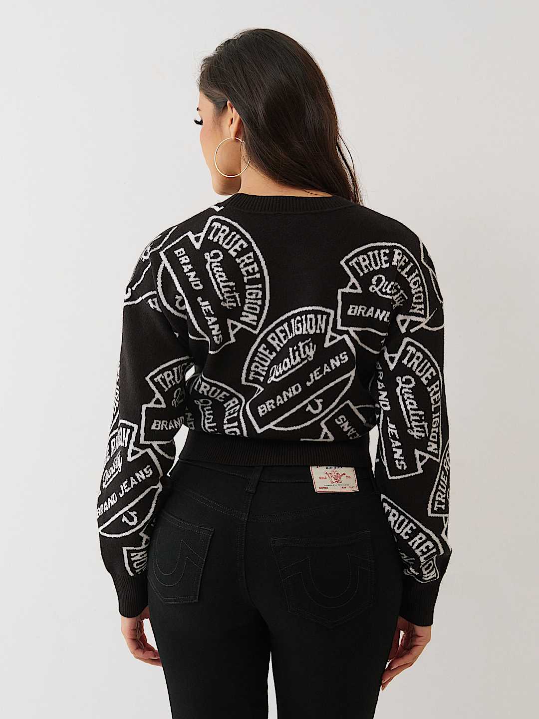 TRUE RELIGION MONOGRAM JAQUARD SWEATER SIZE L