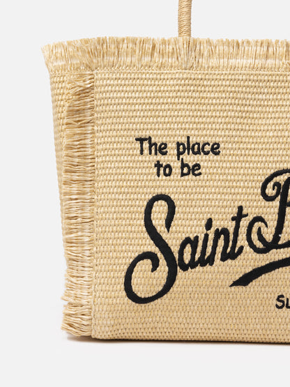 MC2 SAINT BARTH BEIGE STRAW EFFECT VANITY TOTE BAG