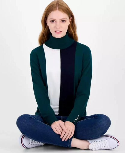 Tommy Hilfiger
Women's Cotton Vertical Stripe Turtleneck Sweater size L