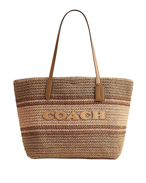 Coach city tote bag in straw