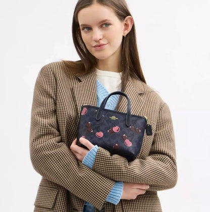 Coach City Mini Tote Bag In Signature Canvas Blue Cherry Print