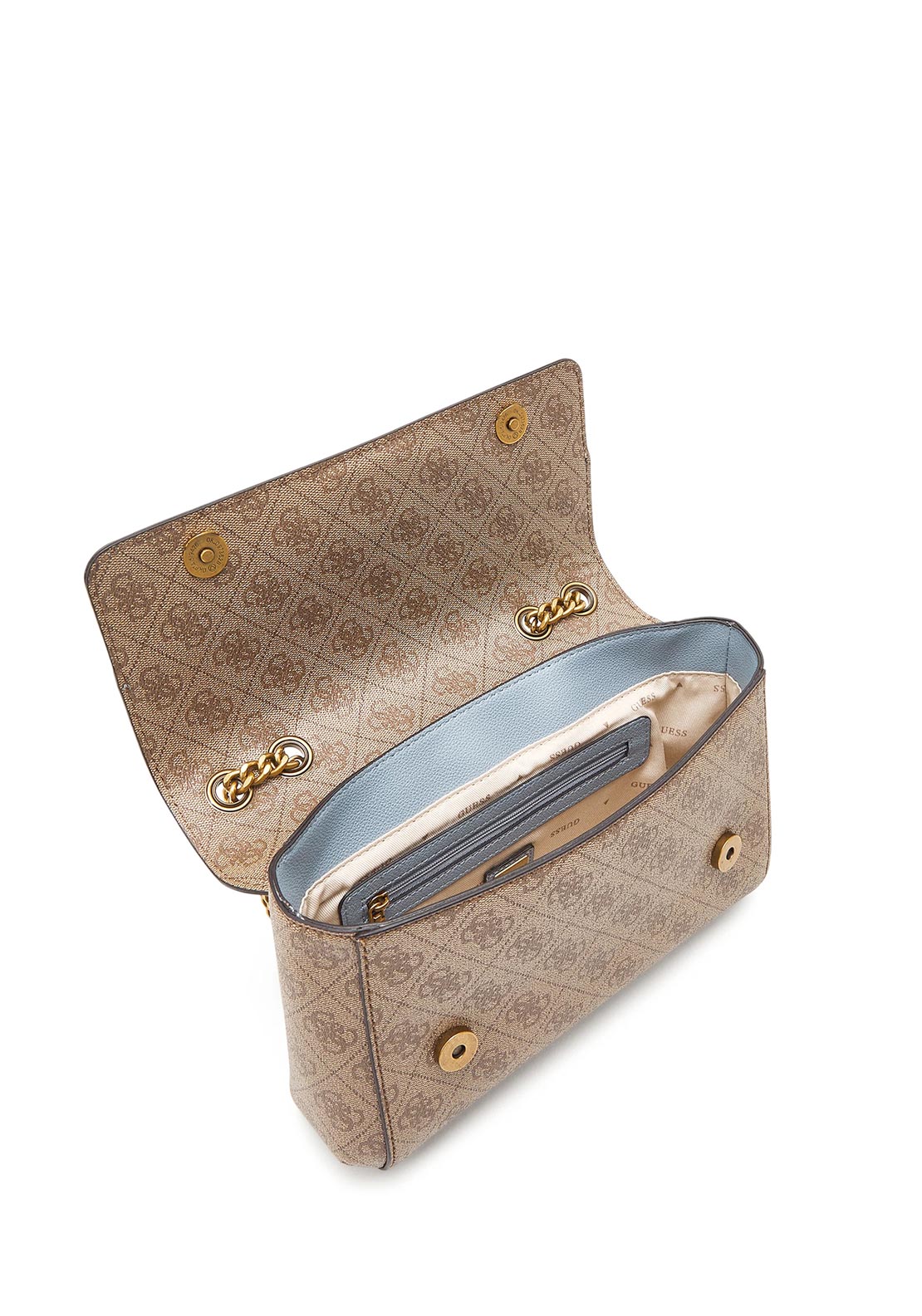 Guess Nell Logo Crossbody Flap Bag, Latte