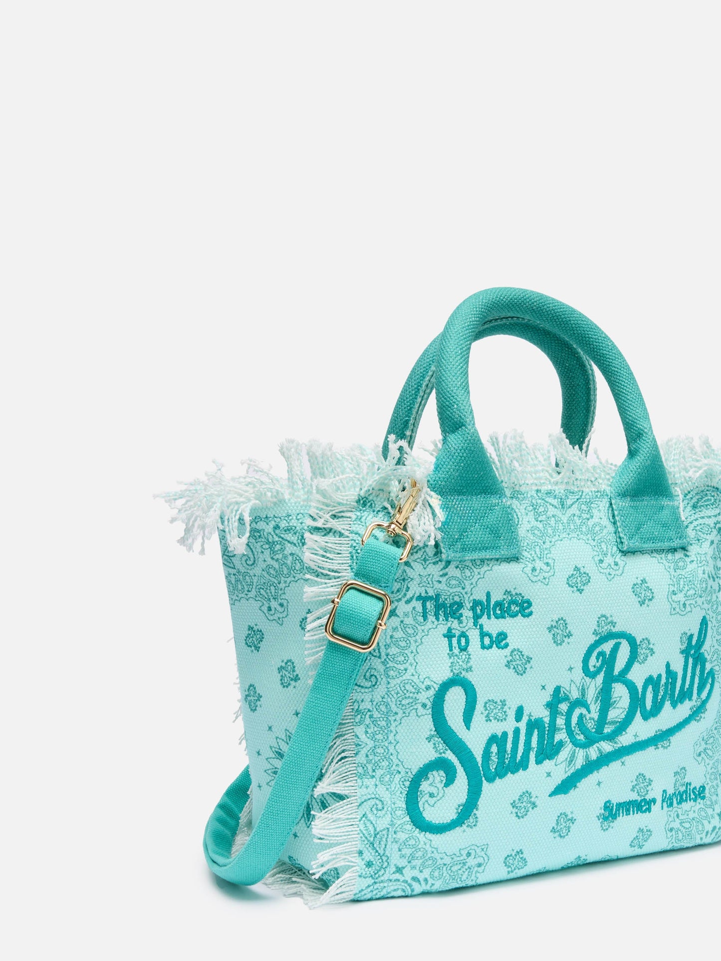 MC2 SAINT BARTH COLETTE COTTON CANVAS HANDBAG WITH BANDANA PRINT