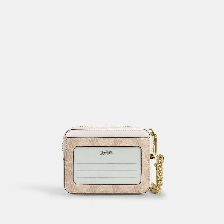 Coach Zip Card Case In Signature Canvas in chalk white