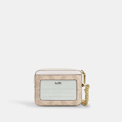 Coach Zip Card Case In Signature Canvas in chalk white