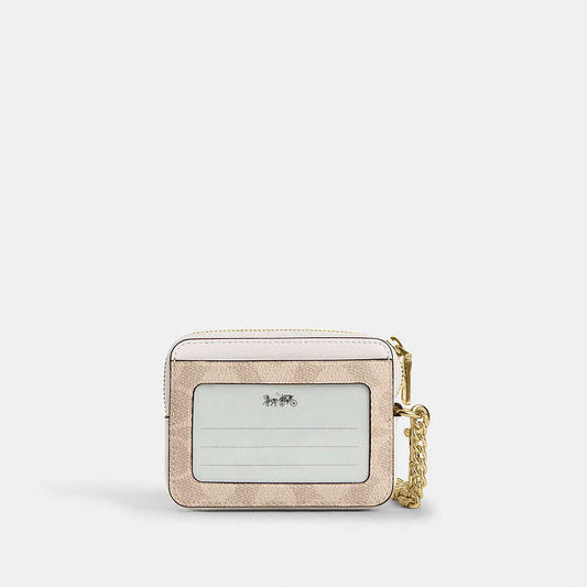 Coach Zip Card Case In Signature Canvas in chalk white