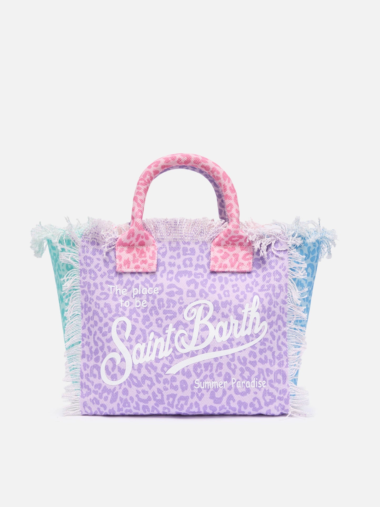 MC2 SAINT BARTH COLETTE COTTON CANVAS HANDBAG WITH MULTICOLOR ANIMALIER PRINT