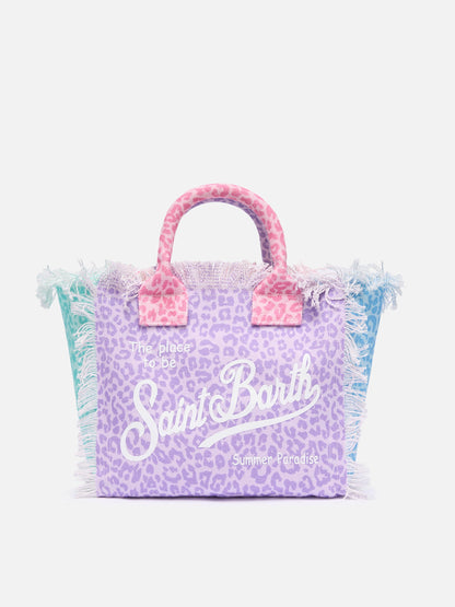 MC2 SAINT BARTH COLETTE COTTON CANVAS HANDBAG WITH MULTICOLOR ANIMALIER PRINT