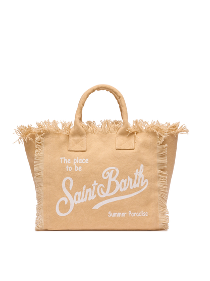 MC2 SAINT BARTH COLETTE BEIGE COTTON CANVAS HANDBAG