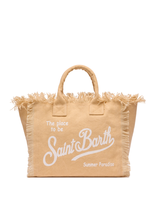 MC2 SAINT BARTH COLETTE BEIGE COTTON CANVAS HANDBAG