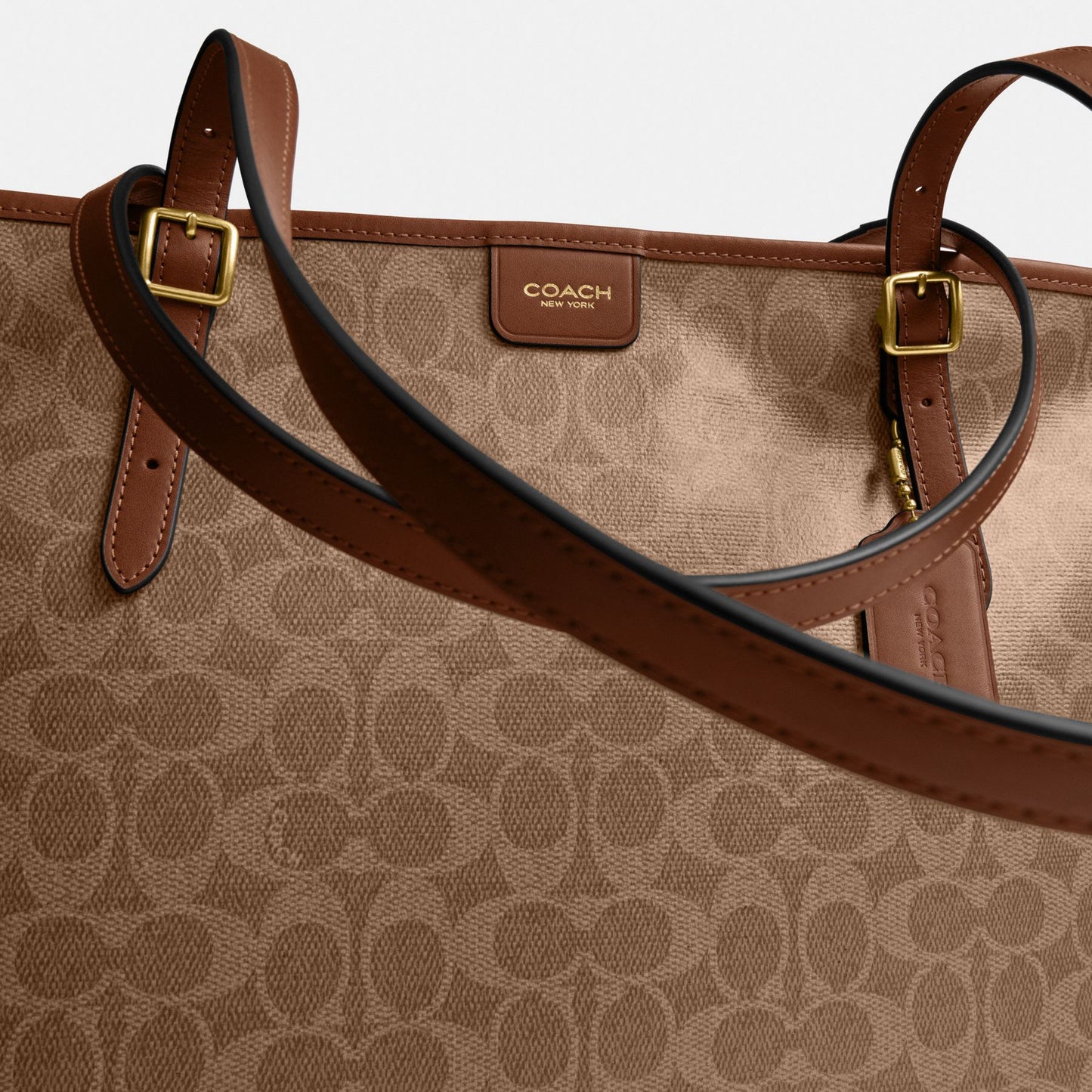Coach Taxi Tote Bag In Signature Canvas in tan sable