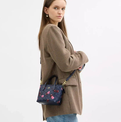Coach City Mini Tote Bag In Signature Canvas Blue Cherry Print