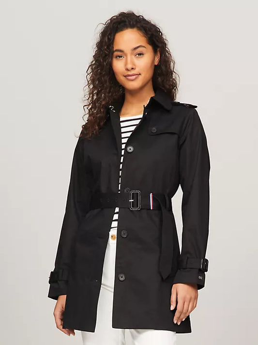 TOMMY HILFIGER HERITAGE TRENCH COAT IN BLACK SIZE XXL