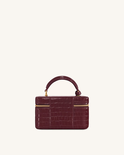 HW PEI Cleo Box Shape Top Handle Bag - Claret Croc