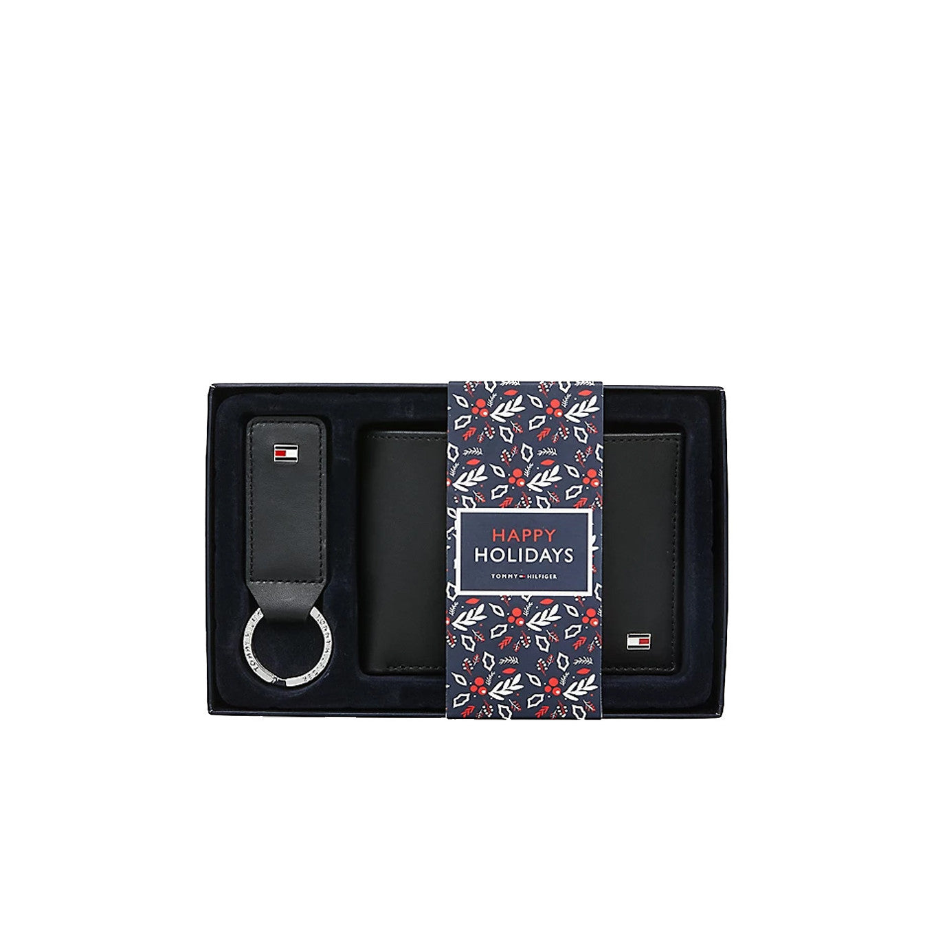 Tommy Hilfiger Downtown Wallet Box and Keychain for men in Black Leather