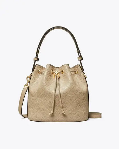 Tory Burch T Monogram bucket bag in beige