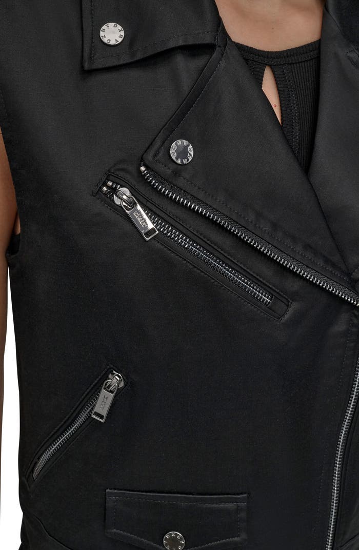 DKNY Faux Leather Moto Vest size M