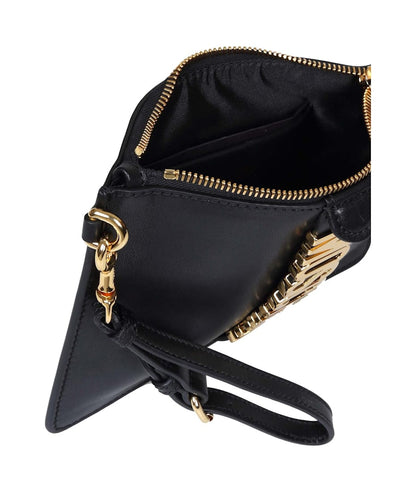 MOSCHINO Leather clutch with lettering logo