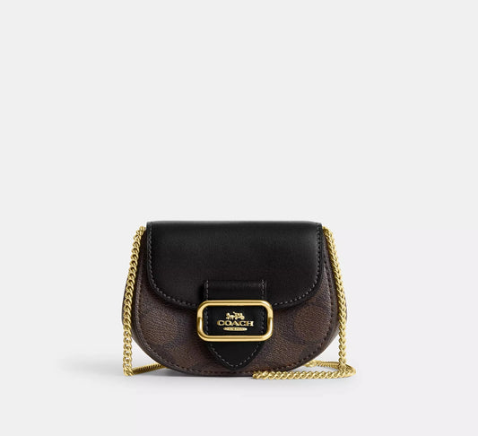 Coach Morgan Mini Card Case On A Chain In Signature Canvas