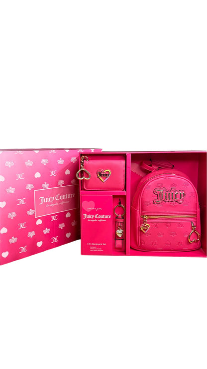 Juicy Couture Pink Mini Backpack, Business Card/Wallet/Keychain Gift Set