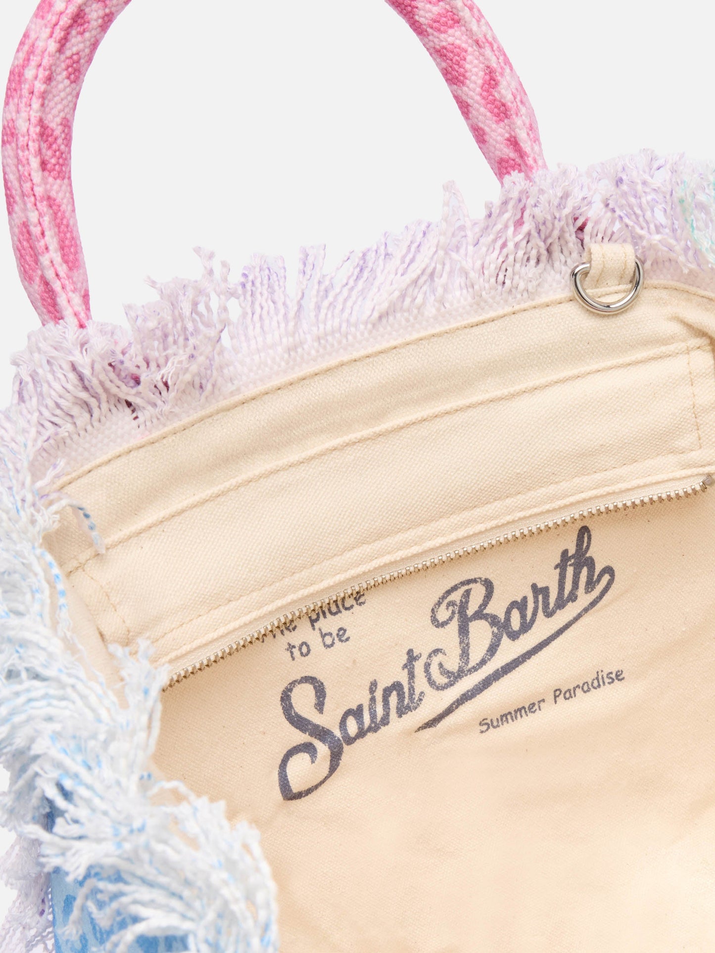 MC2 SAINT BARTH COLETTE COTTON CANVAS HANDBAG WITH MULTICOLOR ANIMALIER PRINT