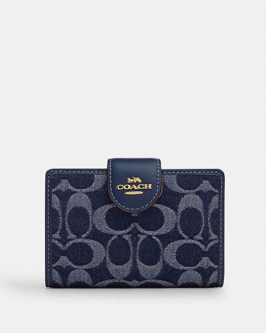 Coach Medium Corner Zip Wallet In Signature Denim