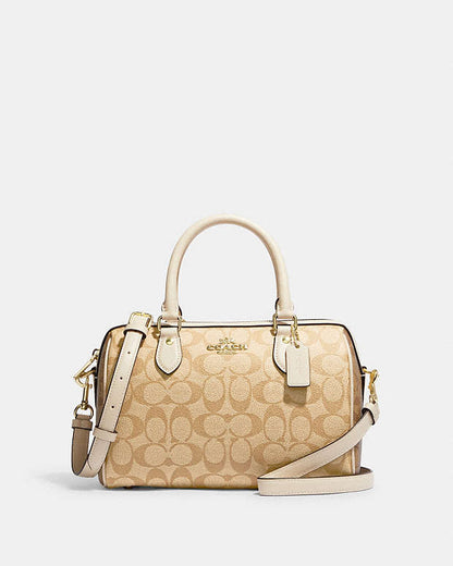 Coach Rowan Satchel Bag In Signature Canvas in light khaki