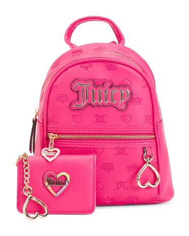 Juicy Couture Pink Mini Backpack, Business Card/Wallet/Keychain Gift Set