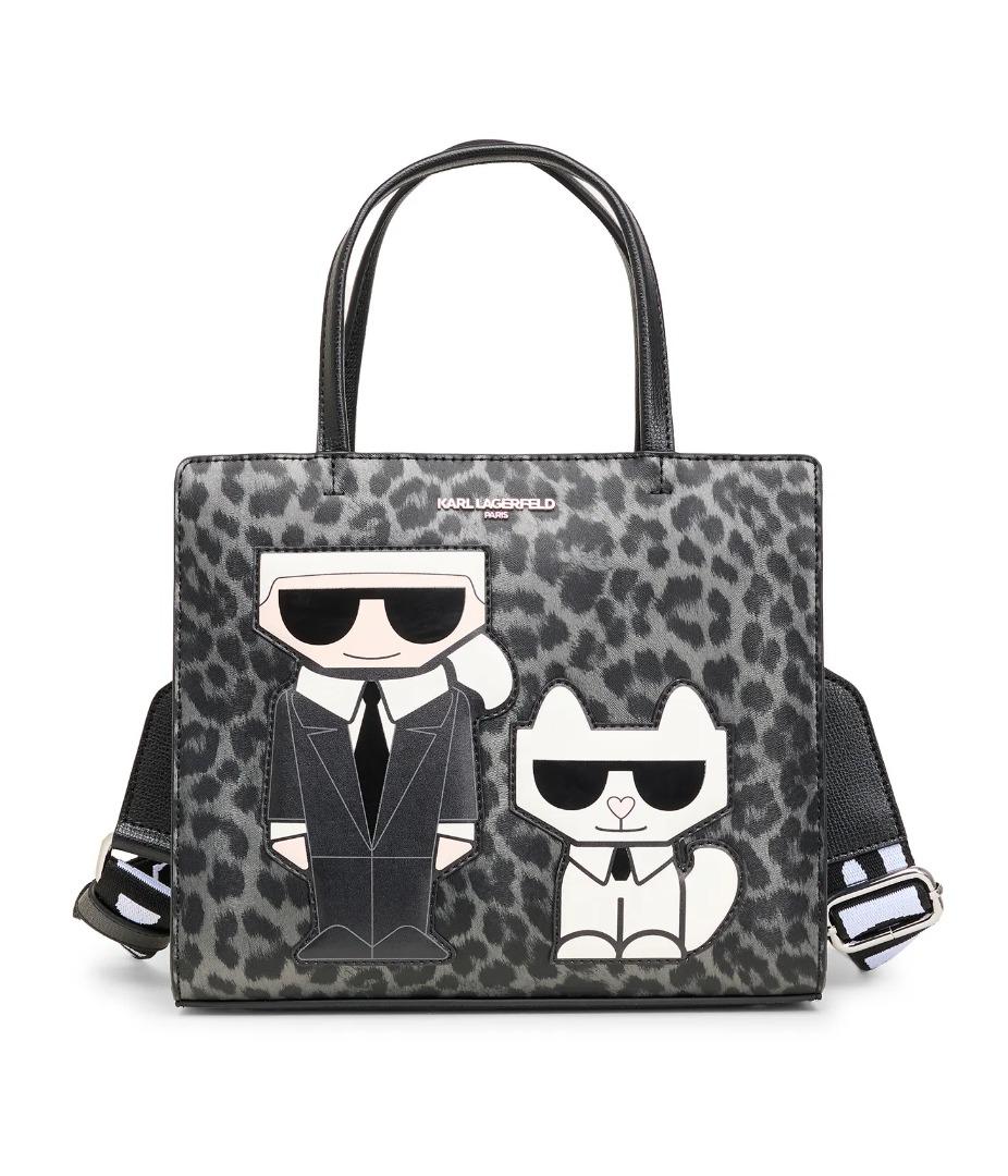Karl Lagerfeld Paris Maybelle Satchel In Black/grey Leopard