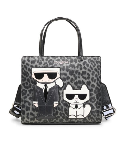 Karl Lagerfeld Paris Maybelle Satchel In Black/grey Leopard