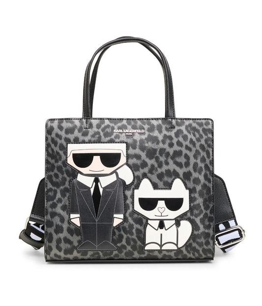 Karl Lagerfeld Paris Maybelle Satchel In Black/grey Leopard