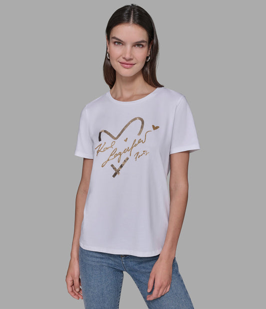 KARL LAGERFELD SEQUIN HEART TEE