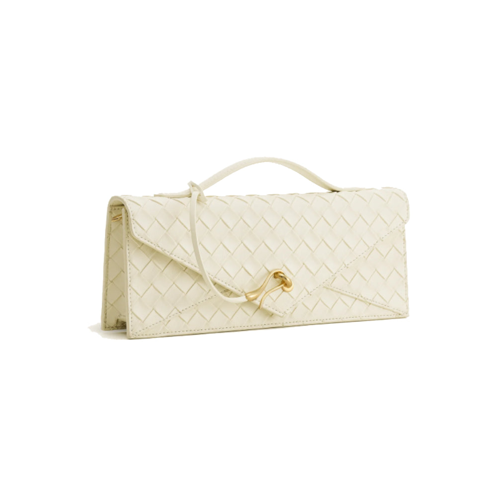 JW PEI Celeste Woven Textured Envelope Top Handle Bag in Ivory