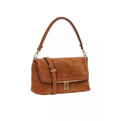 Abro Nana Fringes Shoulder Bag in Brown Suede