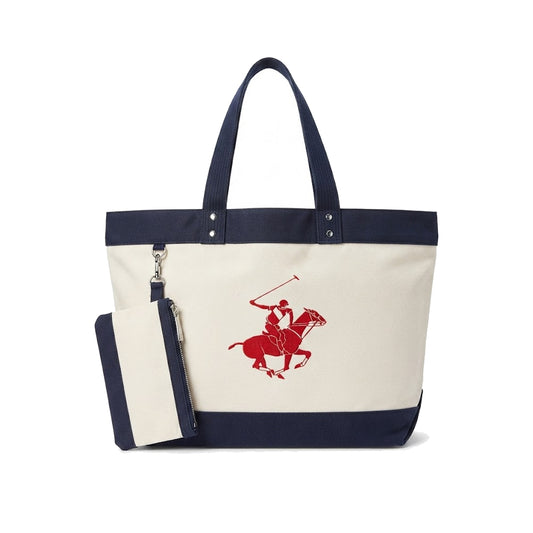 US Polo Shoulder Bag Canvas Beige x Navy