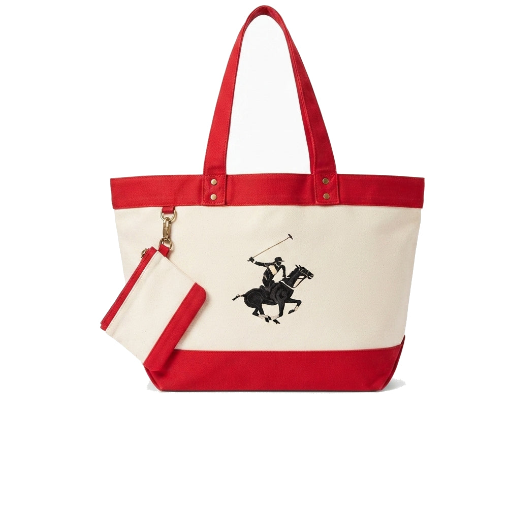 US Polo Shoulder bag Canvas Beige x Red