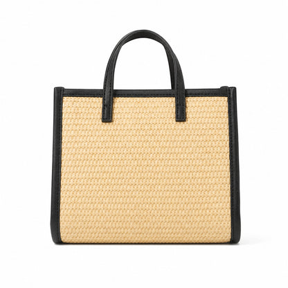 MC2 Saint Barth Colette Straw Tote Bag in Beige with Black Trim
