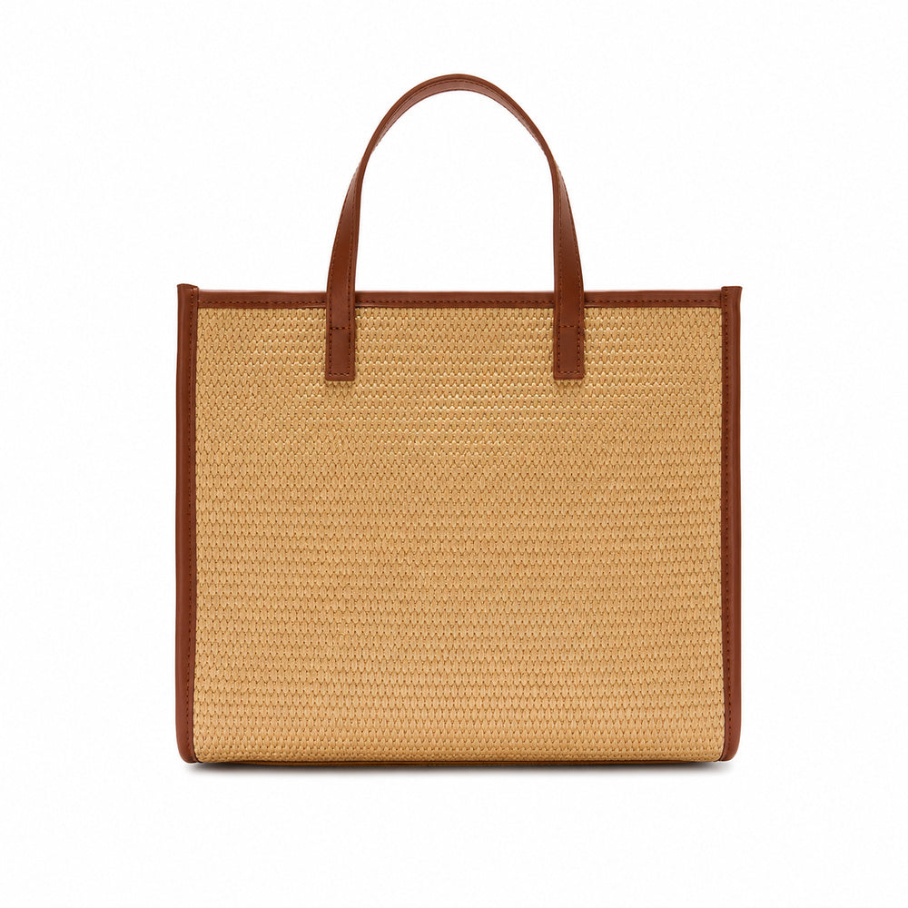 MC2 Saint Barth Vivian Medium Straw Tote Bag in Natural with Brown Trim