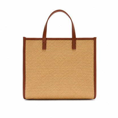 MC2 Saint Barth Vivian Medium Straw Tote Bag in Natural with Brown Trim
