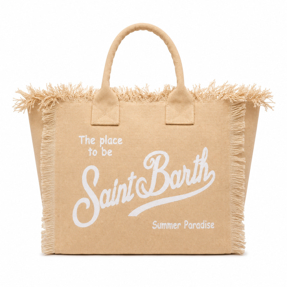 MC2 Saint Barth Colette White Canvas Bag with Fringes