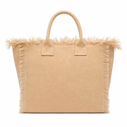 MC2 Saint Barth Colette White Canvas Bag with Fringes