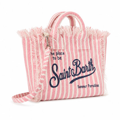 MC2 Saint Barth Colette Medium Vertical-Stripe Tote Bag in Pink